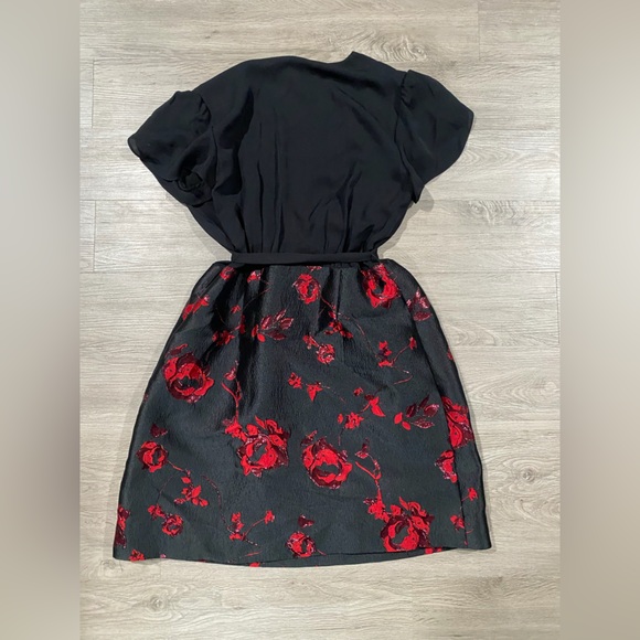 Diane Von Furstenberg Faux‎ Wrap Floral Silk Dress Black Oxblood - Picture 9 of 9